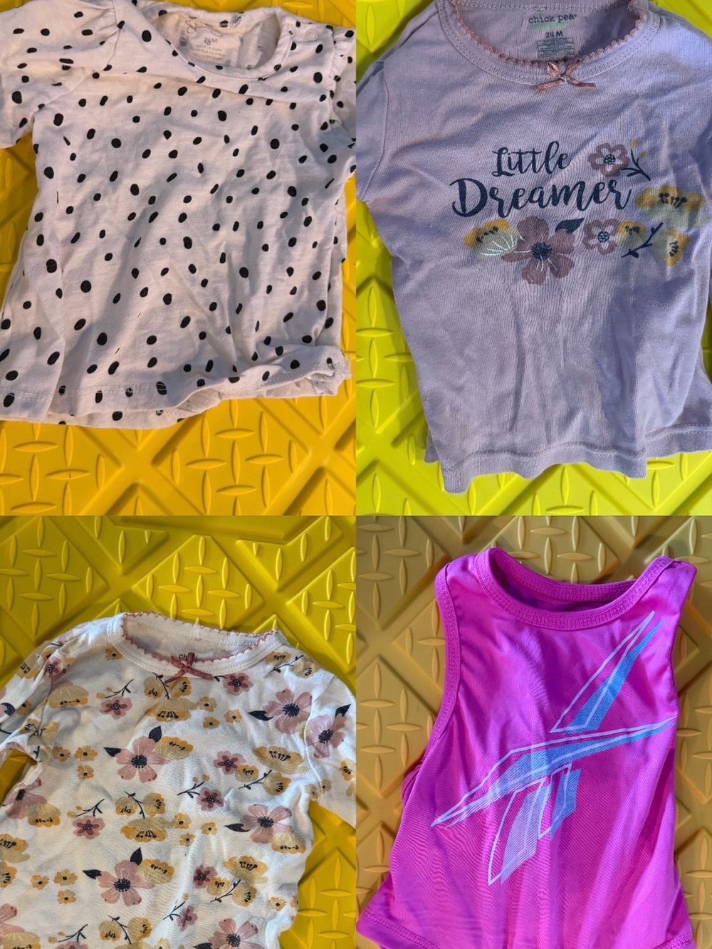 Girls Mixed Tee Bundle - Polka Dot, 'Little Dreamer', Floral & Pink Logo Tank